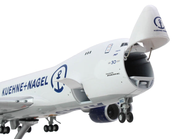 Boeing 747-8F Commercial Aircraft "Atlas Air - Kuene+Nagel" (N862GT) White with Blue Tail "Gemini 200 - Interactive" Series 1/200 Diecast Model Airplane by GeminiJets