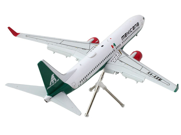 Boeing 737-800 Commercial Aircraft with Flaps Down "Mexicana" (XA-ASM) White with Green Stripes "Gemini 200" Series 1/200 Diecast Model Airplane by GeminiJets