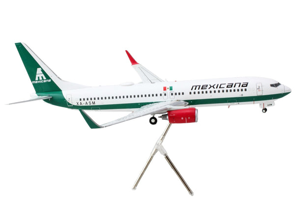 Boeing 737-800 Commercial Aircraft "Mexicana" (XA-ASM) White with Green Stripes "Gemini 200" Series 1/200 Diecast Model Airplane by GeminiJets