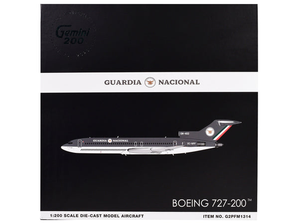 Boeing 727-200 Commercial Aircraft "Guardia Nacional (Mexican National Guard)" (XC-NPF) Gray and White "Gemini 200" Series 1/200 Diecast Model Airplane by GeminiJets