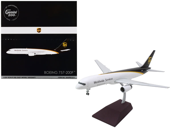 Boeing 757-200 Commercial Aircraft "UPS Worldwide Services" (N465UP) White with Brown Tail "Gemini 200" Series 1/200 Diecast Model Airplane by GeminiJets