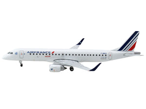 Embraer ERJ-190 Commercial Aircraft "Air France Hop" (F-HBLR) White with Striped Tail 1/400 Diecast Model Airplane by GeminiJets