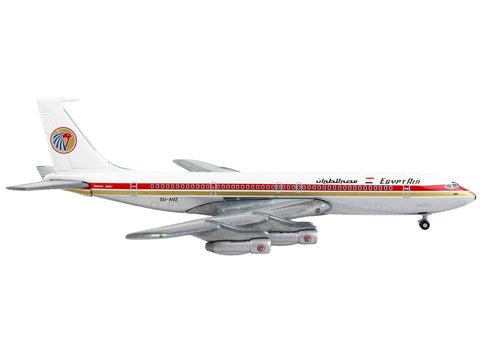 Boeing 707 Commercial Aircraft "EgyptAir" White with Red and Gold Stripes 1/400 Diecast Model Airplane by GeminiJets