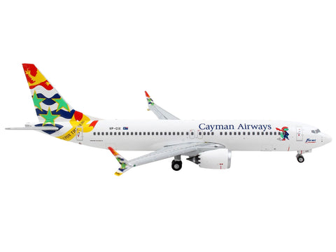 Boeing 737 MAX 8 Commercial Aircraft "Cayman Airways" White with Tail Graphics 1/400 Diecast Model Airplane by GeminiJets