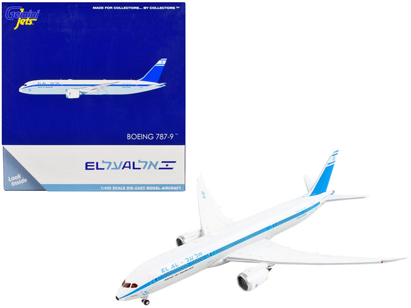 Boeing 787-9 Commercial Aircraft "El Al Israel Airlines" White with Blue Stripes and Tail 1/400 Diecast Model Airplane by GeminiJets