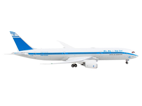 Boeing 787-9 Commercial Aircraft "El Al Israel Airlines" White with Blue Stripes and Tail 1/400 Diecast Model Airplane by GeminiJets