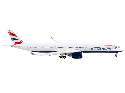 Airbus A350-1000 Commercial Aircraft with Flaps Down "British Airways" White with Tail Stripes 1/400 Diecast Model Airplane by GeminiJets