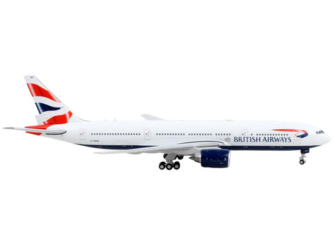 Boeing 777-200ER Commercial Aircraft "British Airways" White with Tail Stripes 1/400 Diecast Model Airplane by GeminiJets