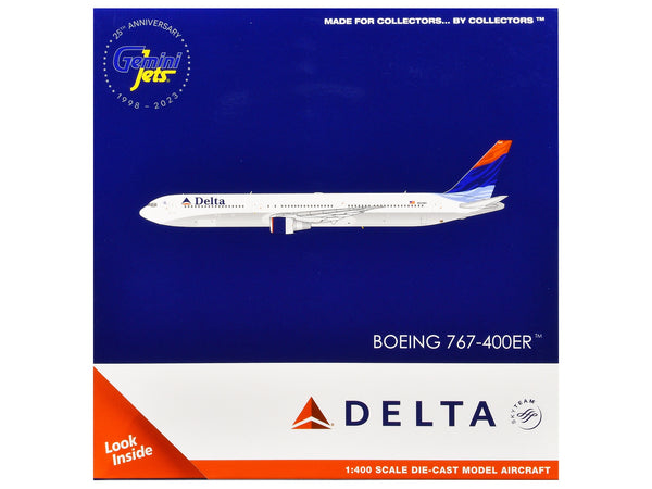 Boeing 767-400ER Commercial Aircraft "Delta Air Lines" (N829MH) White with Red and Blue Tail 1/400 Diecast Model Airplane by GeminiJets