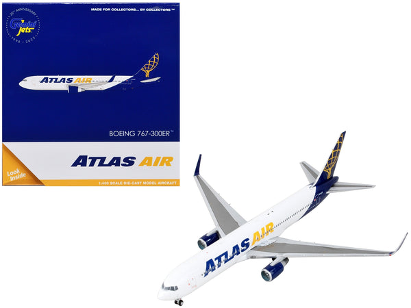 Boeing 767-300ER Commercial Aircraft "Atlas Air" White and Blue 1/400 Diecast Model Airplane by GeminiJets