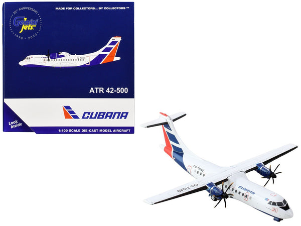 ATR 42-500 Commercial Aircraft "Cubana Airlines" (CU-T1240) White with Red and Blue Stripes 1/400 Diecast Model Airplane by GeminiJets