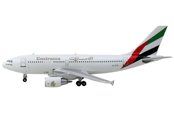 Airbus A310-300 Commercial Aircraft "Emirates Airlines" (A6-EKB) White with Striped Tail 1/400 Diecast Model Airplane by GeminiJets