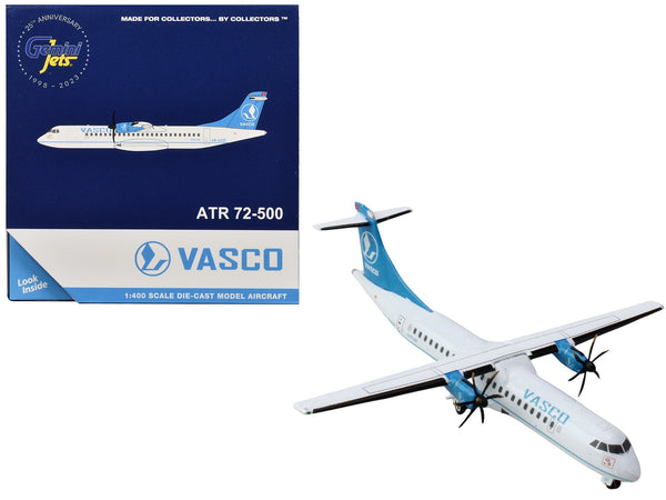 ATR 72-500 Commercial Aircraft "VASCO (Vietnam Air Services Company)" (VN-B221) White with Blue Tail 1/400 Diecast Model Airplane by GeminiJets