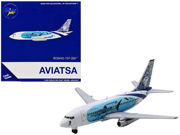 Boeing 737-200 Commercial Aircraft "Aviatsa Honduras" (HR-MRZ) White with Blue Graphics 1/400 Diecast Model Airplane by GeminiJets