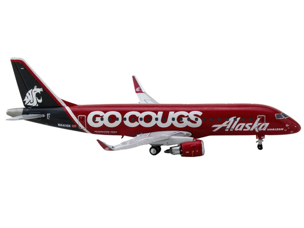 Embraer ERJ-175 Commercial Aircraft "Alaska Airlines/Horizon - Washington State Cougars" (N661QX) Red with Gray Tail 1/400 Diecast Model Airplane by GeminiJets