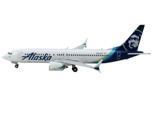 Boeing 737 MAX 8 Commercial Aircraft "Alaska Airlines" (N801AK) White with Blue Tail 1/400 Diecast Model Airplane by GeminiJets