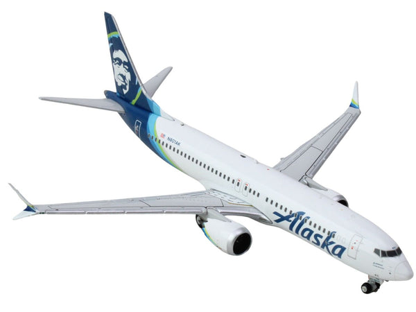 Boeing 737 MAX 8 Commercial Aircraft "Alaska Airlines" (N801AK) White with Blue Tail 1/400 Diecast Model Airplane by GeminiJets