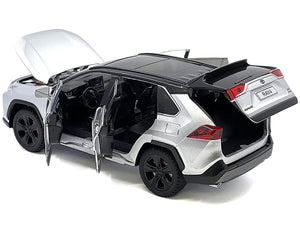 Toyota Rav4 Hybrid XSE Silver Metallic with Black Top and Sunroof 1/24 Diecast Model Car