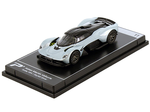 Aston Martin Valkyrie Skyfall Silver Metallic with Black Top "Hypercar League Collection" 1/64 Diecast Model Car by PosterCars