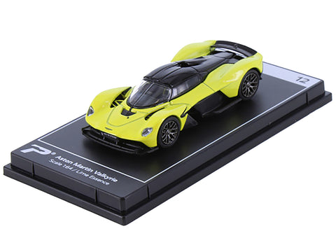 Aston Martin Valkyrie Lime Essence Yellow Metallic with Black Top "Hypercar League Collection" 1/64 Diecast Model Car by PosterCars