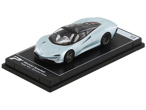 McLaren Speedtail Silver Metallic with Black Top "Hypercar League Collection" 1/64 Diecast Model Car by PosterCars
