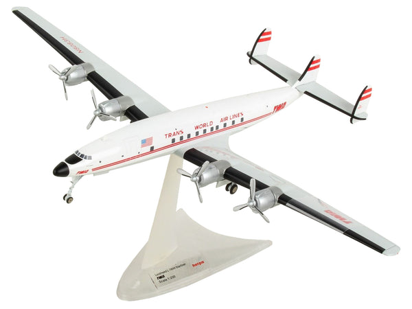 Lockheed L-1649A Jetstream Commercial Aircraft "TWA (Trans World Airlines)" (N8083H) White with Red Stripes 1/200 Diecast Model Airplane by Herpa