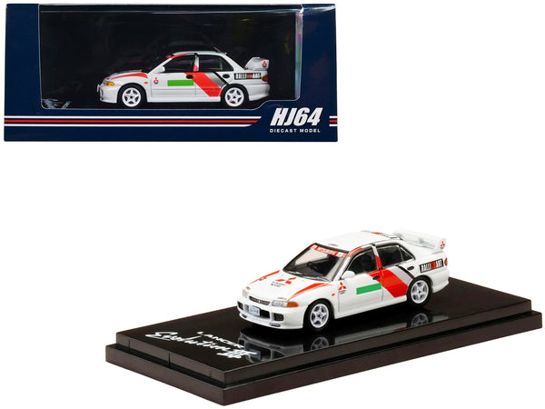 Mitsubishi Lancer RS Evolution III RHD (Right Hand Drive) Scortia White "Groupe A Promotion" 1/64 Diecast Model Car by Hobby Japan