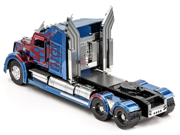 Model Kit Western Star 5700 Truck "Optimus Prime" Blue with Red Flames "Transformers: The Last Knight" (2017) Movie (Moderate Difficulty) Steel Model by Metal Earth