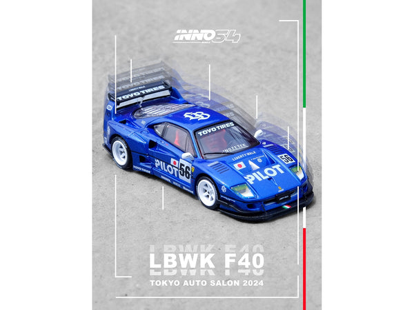 LBWK (Liberty Walk) F40 #56 Blue "Tokyo Auto Salon 2024" 1/64 Diecast Model Car by Inno Models