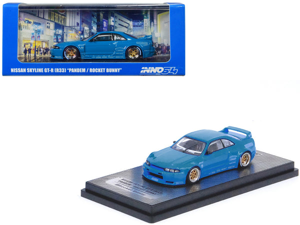 Nissan Skyline GT-R (R33) RHD (Right Hand Drive) Blue "Pandem - Rocket Bunny" 1/64 Diecast Model Car by Inno Models