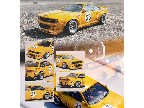 Nissan Silvia (S14) Boss RHD (Right Hand Drive) #23 Yellow "Rocket Bunny - SEMA (Specialty Equipment Market Association) Show 2015" 1/64 Diecast Model Car by Inno Models