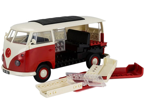 Skill 1 Model Kit Volkswagen Camper Van Red Snap Together Model by Airfix Quickbuild