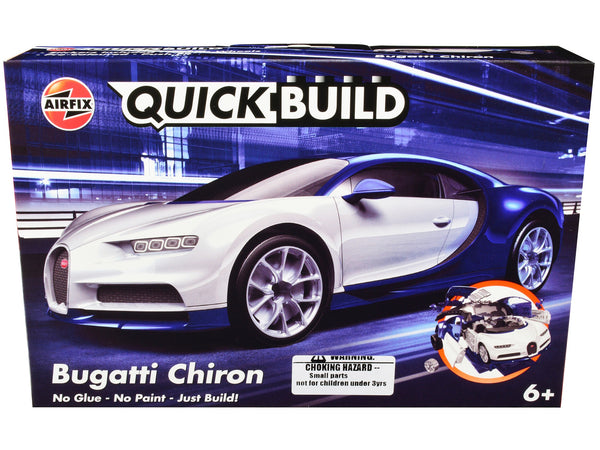 Skill 1 Model Kit Bugatti Chiron White / Blue Snap Together by Airfix Quickbuild