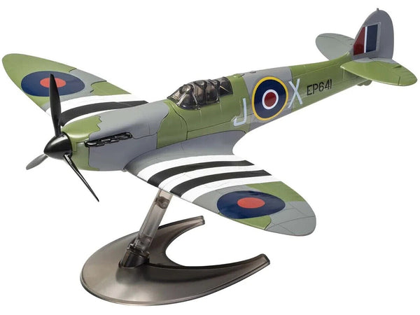 Skill 1 Model Kit D-Day Spitfire Snap Together Painted Plastic Model Airplane Kit by Airfix Quickbuild