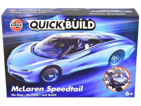 Skill 1 Model Kit McLaren Speedtail Light Blue with Black Top Snap Together Painted Plastic Model Car Kit by Airfix Quickbuild