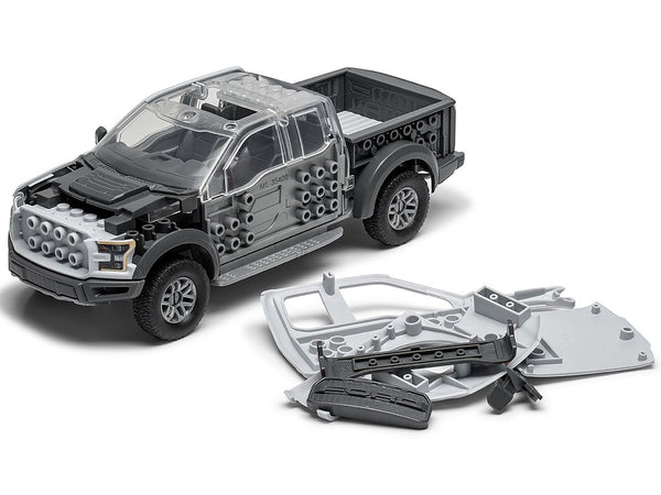 Skill 1 Model Kit Ford F-150 Raptor Pickup Truck Gray Snap Together Snap Together Painted Plastic Model Car Kit by Airfix Quickbuild