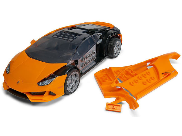 Skill 1 Model Kit Lamborghini Huracan EVO Orange Snap Together Snap Together Painted Plastic Model Car Kit by Airfix Quickbuild