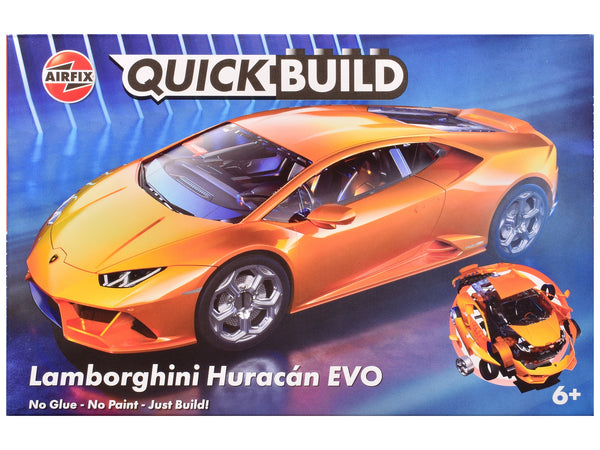 Skill 1 Model Kit Lamborghini Huracan EVO Orange Snap Together Snap Together Painted Plastic Model Car Kit by Airfix Quickbuild