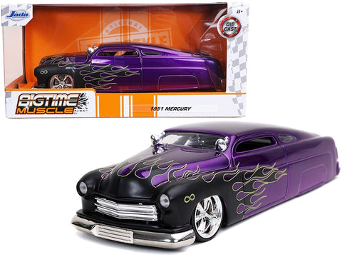 1951 Mercury Purple with Black Flames "Bigtime Muscle" 1/24 Diecast Model Car by Jada