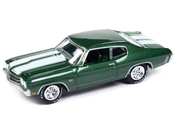 1970 Chevrolet Chevelle SS Forest Green Metallic with White Stipes "John Wick" (2014) Movie Pop Culture 2024 Release 1 1/64 Diecast Model Car by Johnny Lightning