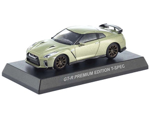 Nissan GT-R Premium Edition T-Spec RHD (Right Hand Drive) Jade Green Metallic with Mini Book No.11 1/64 Diecast Model Car by Kyosho