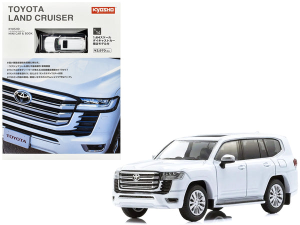 Toyota Land Cruiser ZX RHD (Right Hand Drive) White with Mini Book No.14 1/64 Diecast Model Car by Kyosho