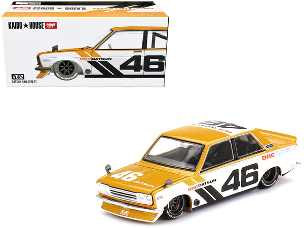 Datsun 510 Street "BRE510 V3" RHD (Right Hand Drive) #46 Gold and White (Designed by Jun Imai) "Kaido House" Special 1/64 Diecast Model Car by True Scale Miniatures