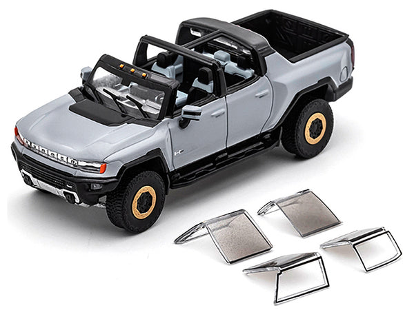 2022 GMC Hummer EV Pickup Truck Gray 1/64 Diecast Model Car by GCD