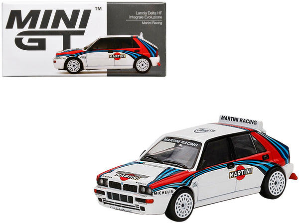 Lancia Delta HF Integrale Evoluzione White with Graphics "Martini Racing" 1/64 Diecast Model Car by True Scale Miniatures