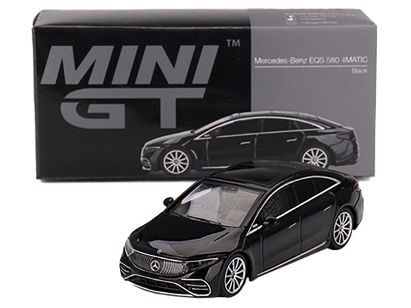 Mercedes-Benz EQS 580 4MATIC Black Limited Edition to 2400 pieces Worldwide 1/64 Diecast Model Car by Mini GT