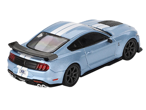 Ford Mustang Shelby GT500 "Heritage Edition" Light Blue Metallic with White Stripes Limited Edition to 6000 pieces Worldwide 1/64 Diecast Model Car by Mini GT