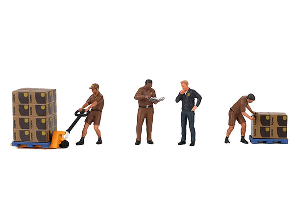 "UPS Driver and Workers" 7 Piece Figure Set for 1/64 Scale Models by Mini GT