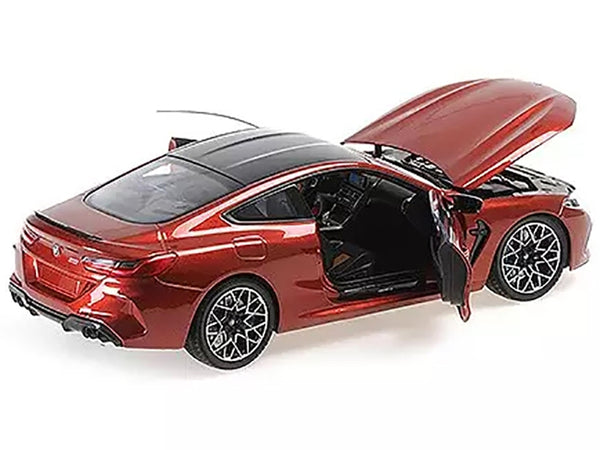 2020 BMW M8 Coupe Red Metallic with Carbon Top 1/18 Diecast Model Car by Minichamps