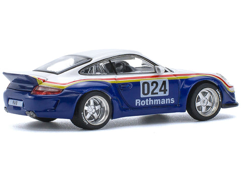 RWB 997 #024 "Rothmans" White and Blue with Stripes 1/64 Diecast Model Car by Pop Race